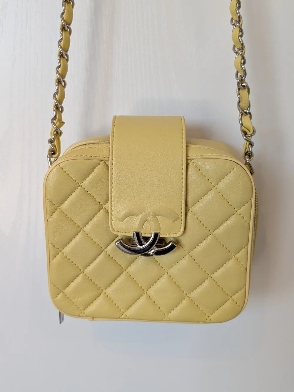 CHANEL Yellow CC Box Camara Bag In